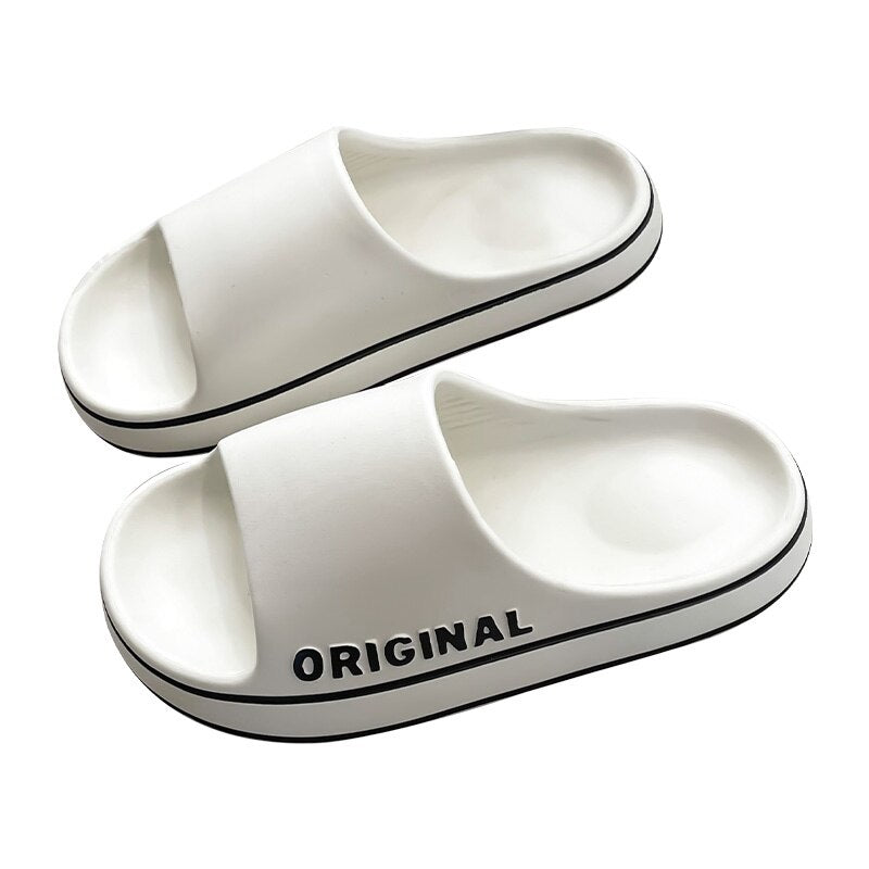 Feslishoet Unisex Letter Slippers – Thick Sole Anti-Slip Beach & Indoor Slide Sandals