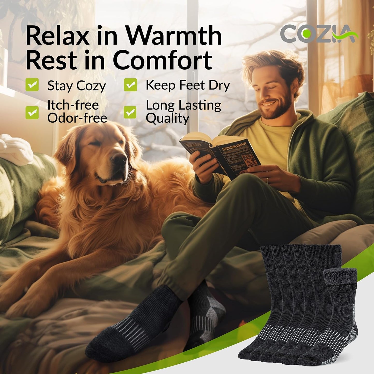 Merino Wool Winter Socks - Warm & Cozy Boot Socks for Men & Women | Casual Cold-Weather Comfort