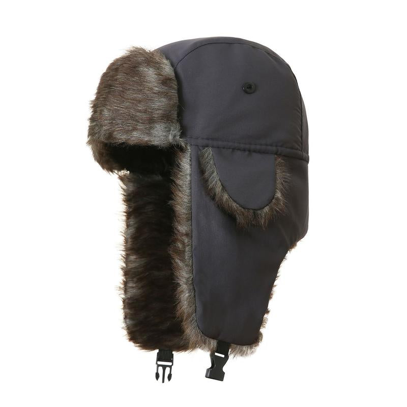 Men Winter 3 in 1 Thermal Fur Lined Trapper Hat with Ear Flap Full Face Warmer Cover Windproof Cycling Motorcycle Headwear