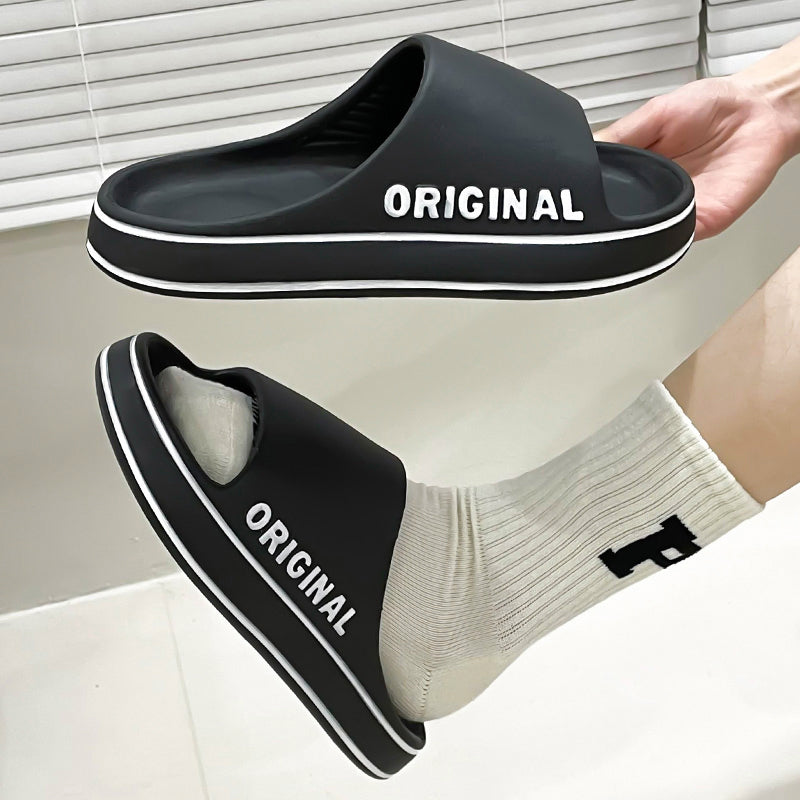 Feslishoet Unisex Letter Slippers – Thick Sole Anti-Slip Beach & Indoor Slide Sandals