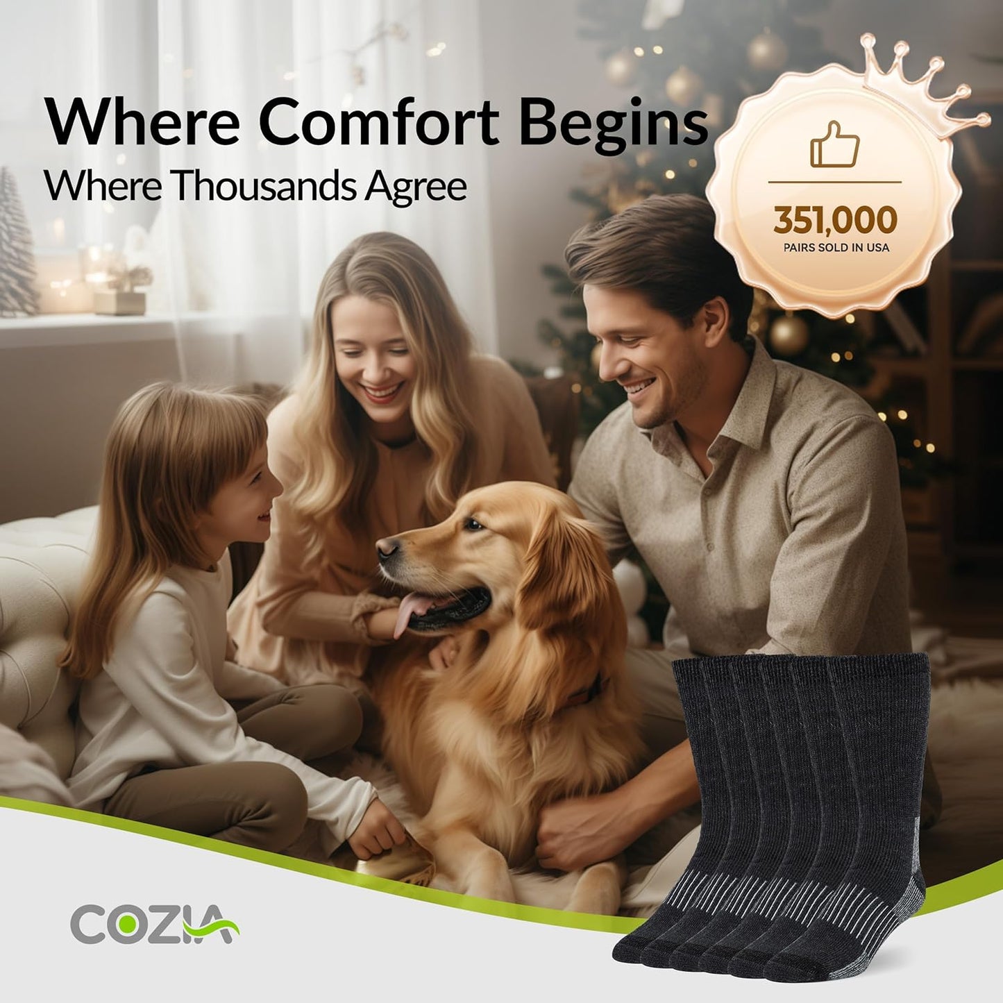 Merino Wool Winter Socks - Warm & Cozy Boot Socks for Men & Women | Casual Cold-Weather Comfort