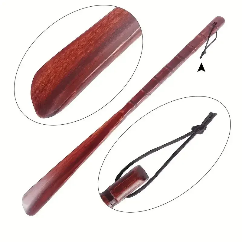 54CM Long Handle Wooden Shoe Horn – Durable & Flexible Shoe Lifter for Seniors & Home Use