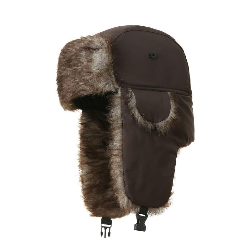 Men Winter 3 in 1 Thermal Fur Lined Trapper Hat with Ear Flap Full Face Warmer Cover Windproof Cycling Motorcycle Headwear