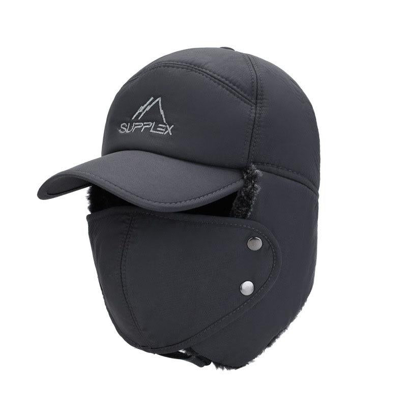 Men Winter 3 in 1 Thermal Fur Lined Trapper Hat with Ear Flap Full Face Warmer Cover Windproof Cycling Motorcycle Headwear