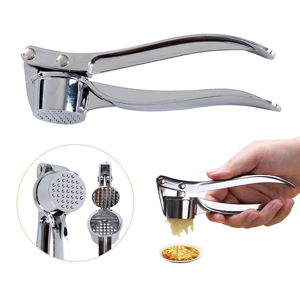 Stainless Steel Garlic Press – Manual Crusher, Mincer & Squeezer for Kitchen Use