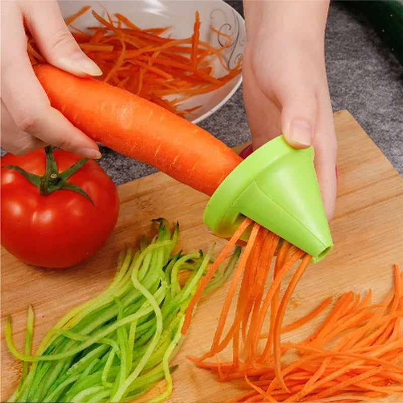 Multi-Function Vegetable Spiral Shredder – Manual Rotating Peeler & Grater for Kitchen Use