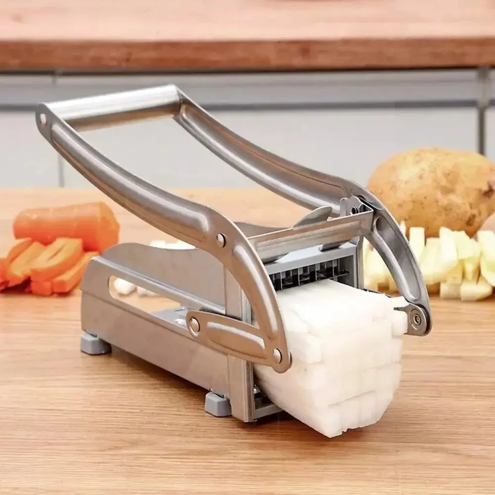 Stainless Steel Manual Potato Cutter – Multi-Function Vegetable & Fruit Slicer Tool