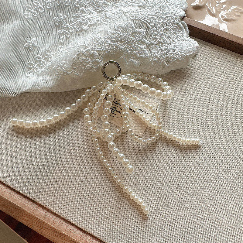 Elegant Pearl Bow Shoe Clips – Handmade Double Layer Bead Charm for Shoes, Bags & Keychains