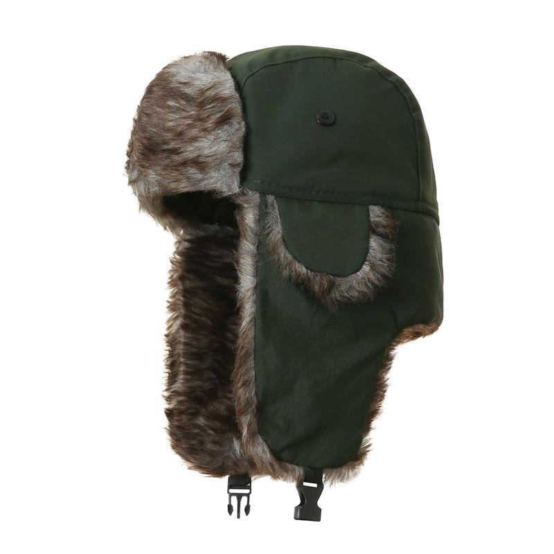 Men Winter 3 in 1 Thermal Fur Lined Trapper Hat with Ear Flap Full Face Warmer Cover Windproof Cycling Motorcycle Headwear