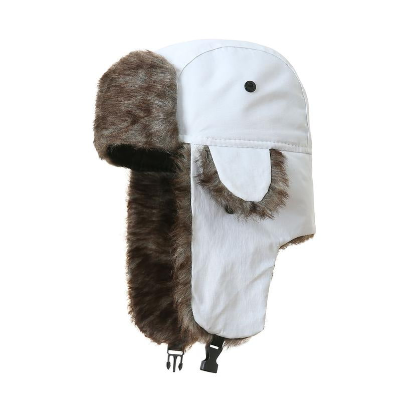 Men Winter 3 in 1 Thermal Fur Lined Trapper Hat with Ear Flap Full Face Warmer Cover Windproof Cycling Motorcycle Headwear