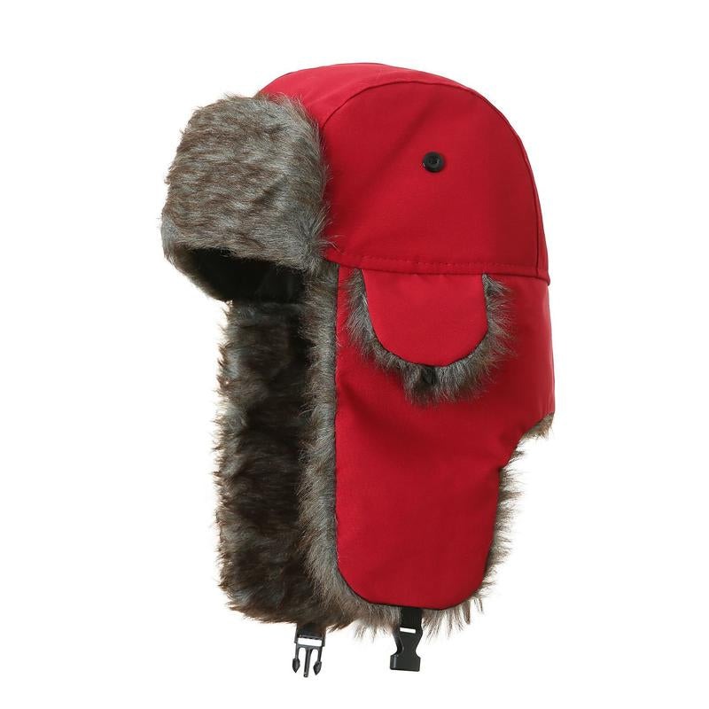 Men Winter 3 in 1 Thermal Fur Lined Trapper Hat with Ear Flap Full Face Warmer Cover Windproof Cycling Motorcycle Headwear