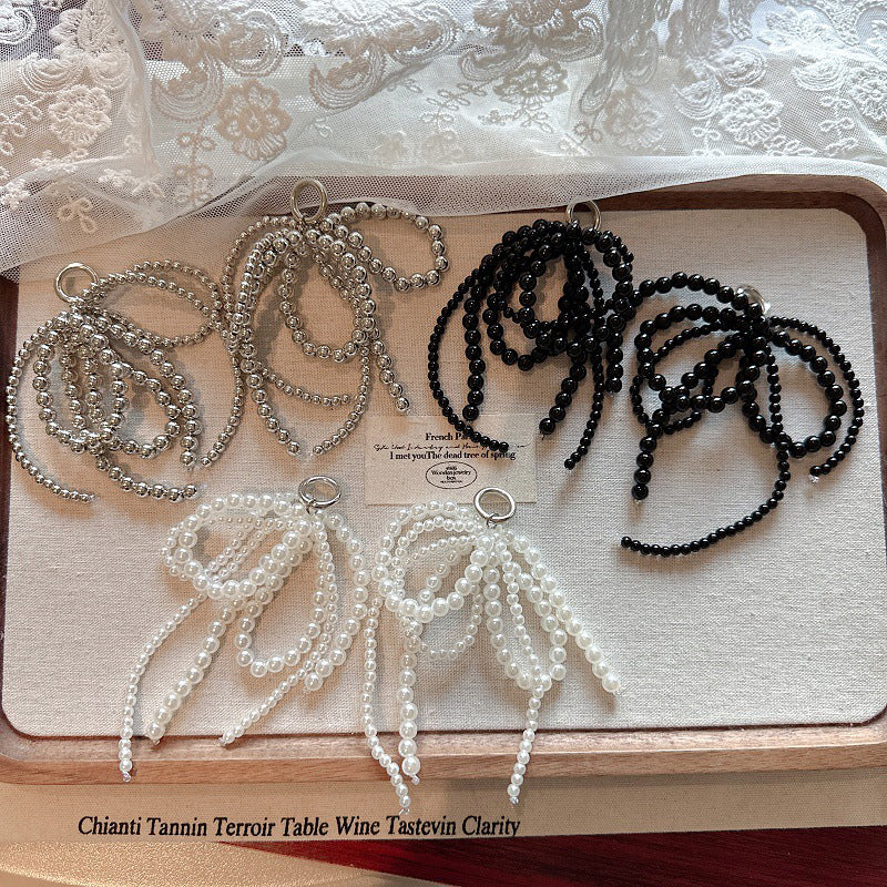Elegant Pearl Bow Shoe Clips – Handmade Double Layer Bead Charm for Shoes, Bags & Keychains