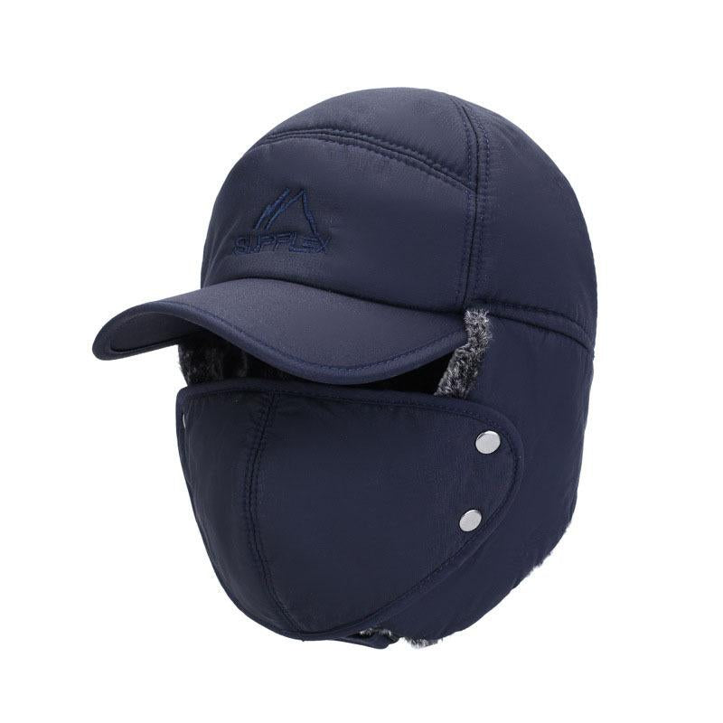 Men Winter 3 in 1 Thermal Fur Lined Trapper Hat with Ear Flap Full Face Warmer Cover Windproof Cycling Motorcycle Headwear