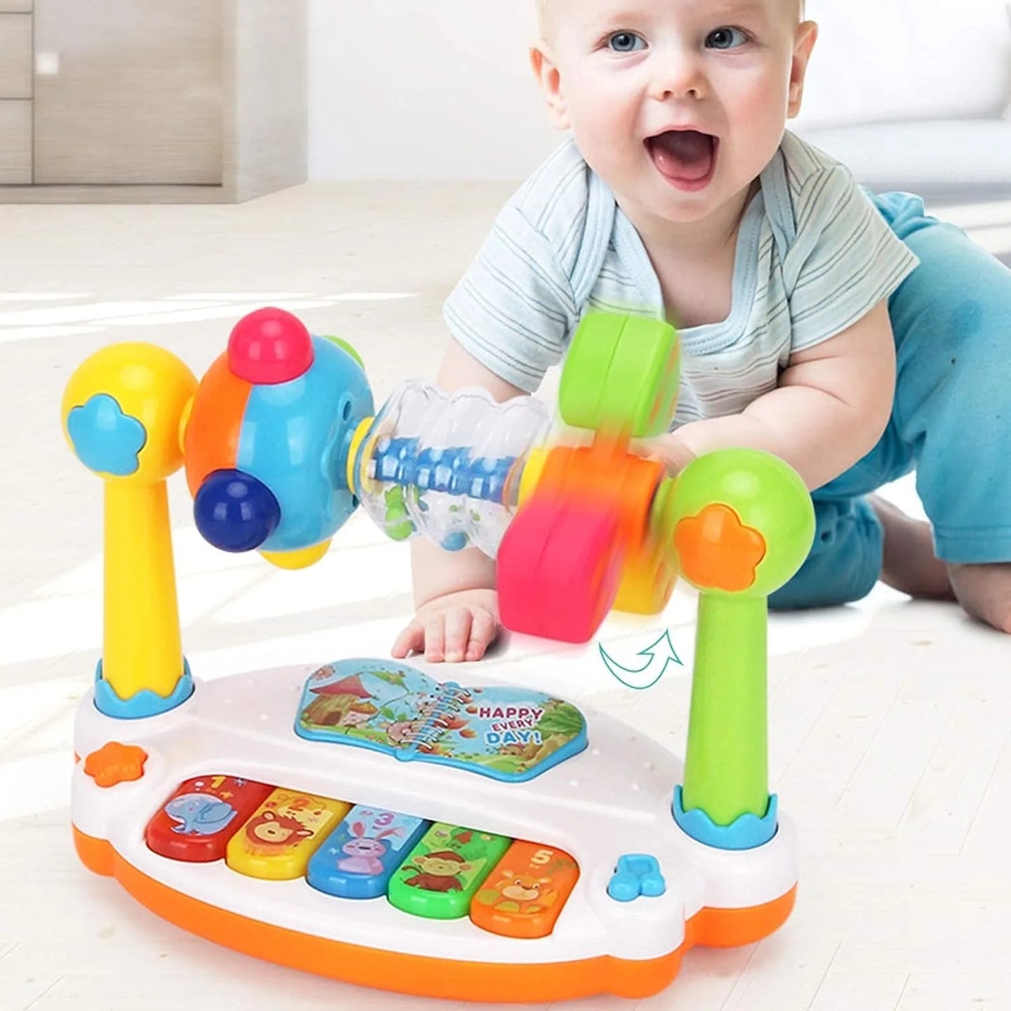 Baby Piano Toy – Rotating Musical Keyboard with Lights & Sound for Toddlers & Kids