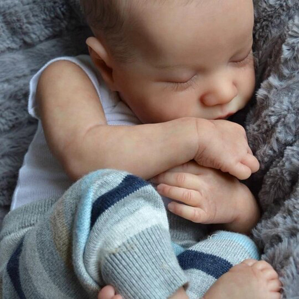 19" Levi Reborn Baby Doll – Realistic Newborn Vinyl Doll with Painted Hair, Gift for Kids