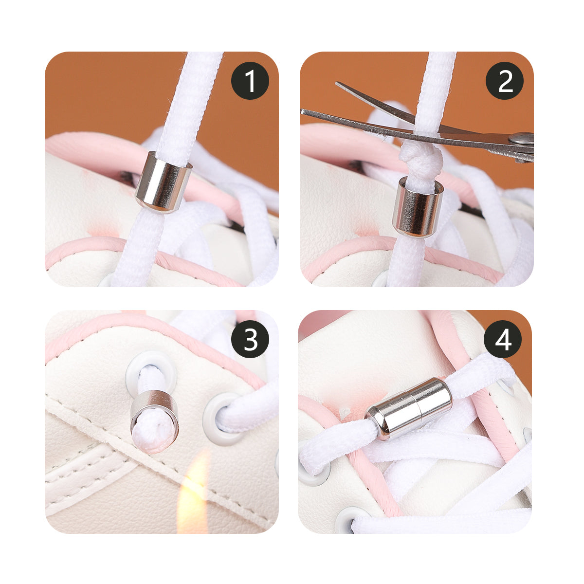 5 Pairs Metal No-Tie Shoelace Locks – Aluminum Capsule Buckles for Kids & Adults