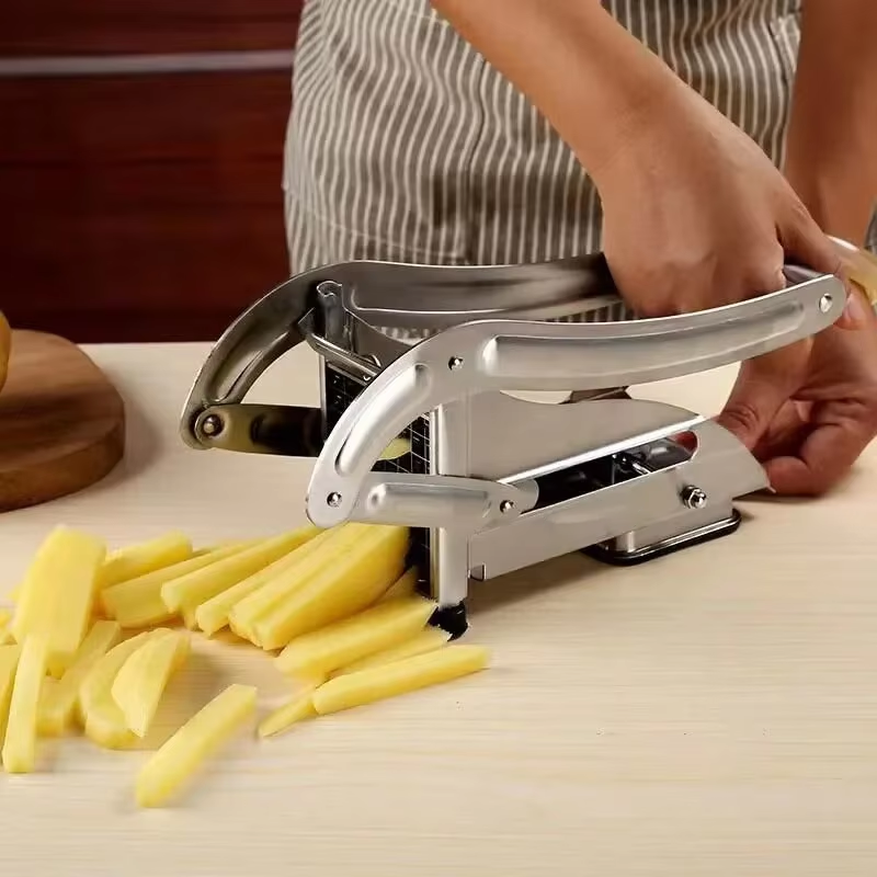 Stainless Steel Manual Potato Cutter – Multi-Function Vegetable & Fruit Slicer Tool
