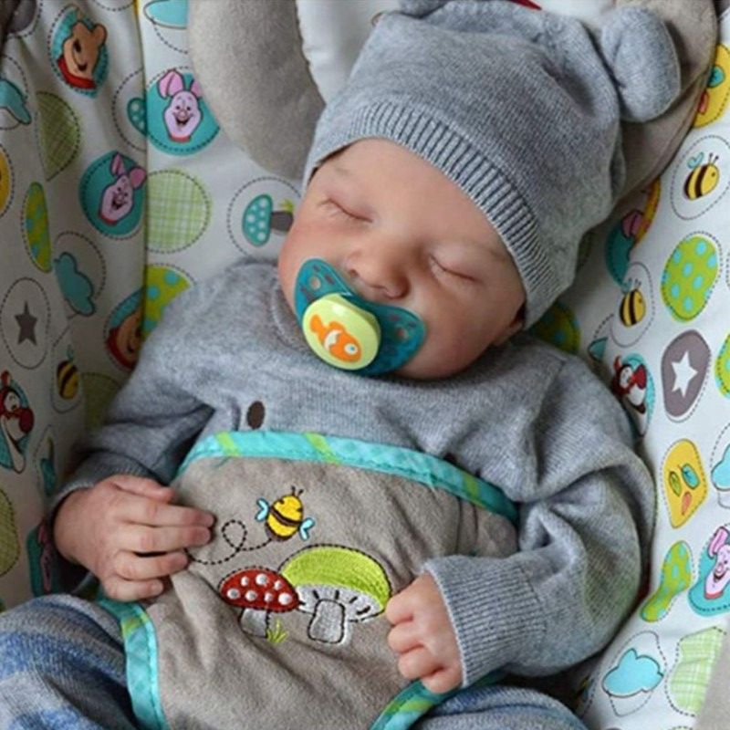19" Levi Reborn Baby Doll – Realistic Newborn Vinyl Doll with Painted Hair, Gift for Kids
