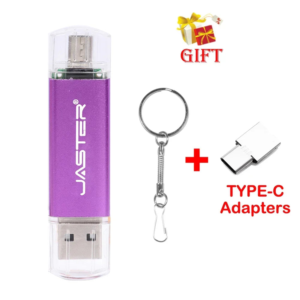 3 In 1 OTG USB Flash Drives 64GB Key Chain Pendrive 8GB U Disk Free TYPE-C Adapters Gifts Pen drive 32GB Black Memory Stick 16GB