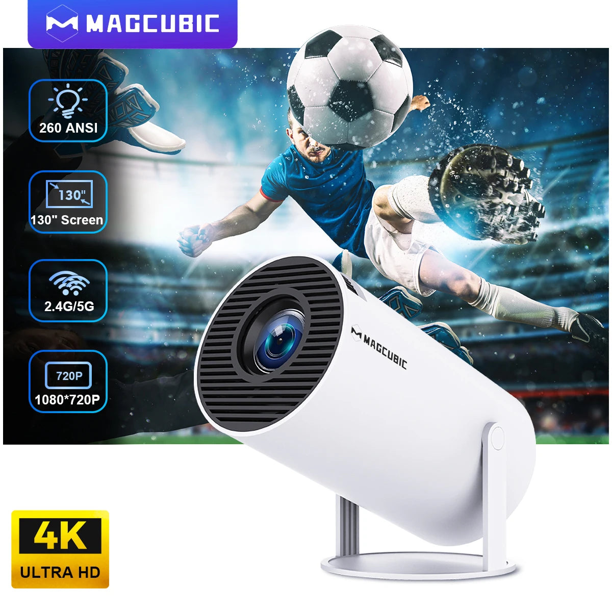 4K Android 11 Projector HY300 Pro | 720P HD, 260 ANSI Lumens, Dual WiFi, BT 5.0, Portable Outdoor Cinema