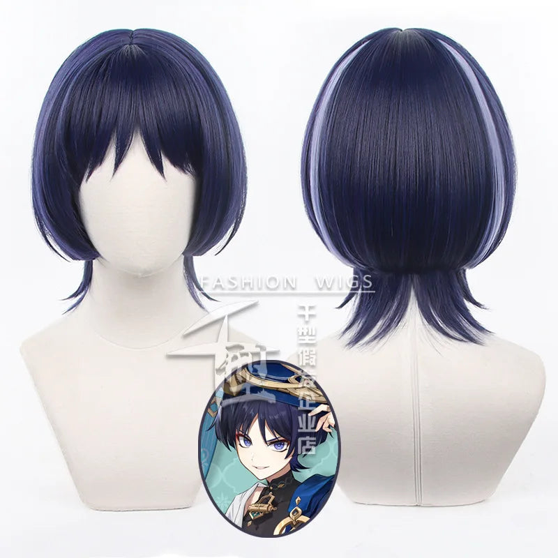 Wanderer Cosplay Wig Game Wanderer Scaramouch Cosplay Synthetic Hair Short Halloween Party Wig+Wig Cap