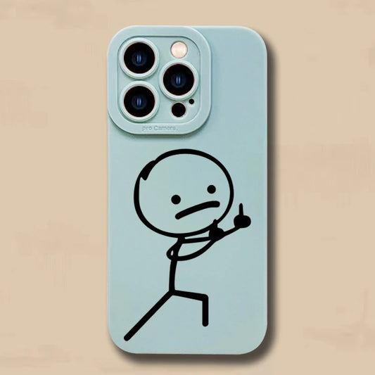 Cute Cartoon Matchman Matte Silicone Phone Case For iPhone 16 11 12 13 14 15 Pro Max XR XS X 7 8 Plus SE 2020 Soft Back Cover