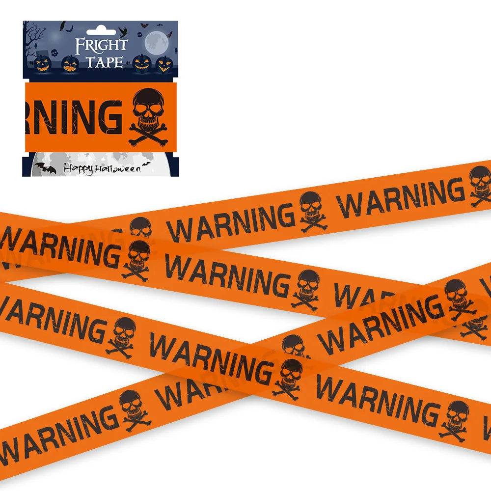 NEW 1PC Halloween Props Window Prop Warning line Plastic Skull Head Warning Tape Signs Halloween Decoration Witch Balloons lot