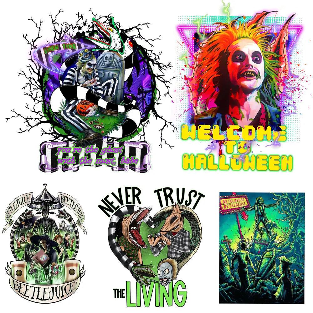 Halloween Snker Cartoon Iron-On Transfer For Clothing Heat Transfer Patches DIY Washable T-Shirts Thermo Sticker Applique