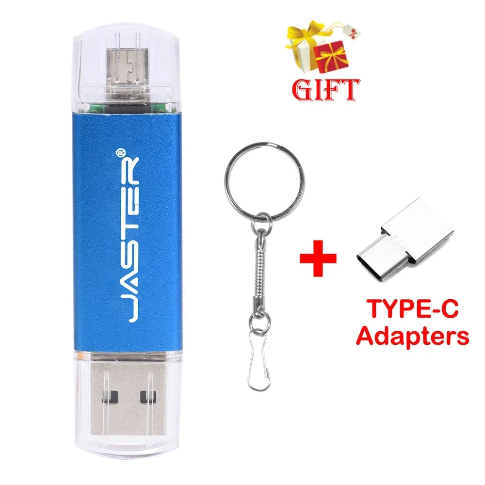 3 In 1 OTG USB Flash Drives 64GB Key Chain Pendrive 8GB U Disk Free TYPE-C Adapters Gifts Pen drive 32GB Black Memory Stick 16GB