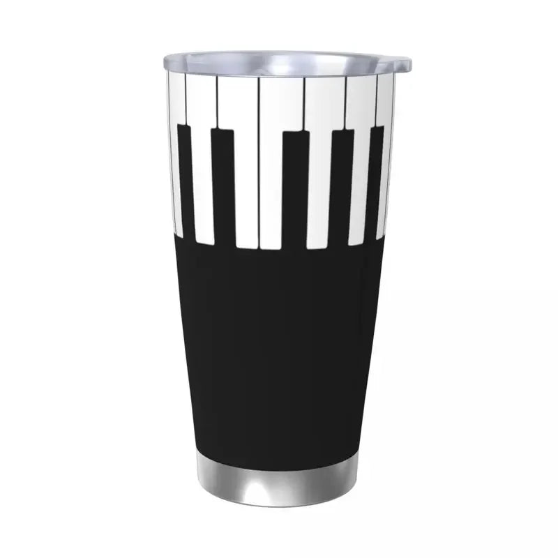 Piano Keyboard Art Insulated Tumbler with Straws Music Musical Vacuum Thermal Mug Outdoor Travel Thermos Bottle Cups, 20oz