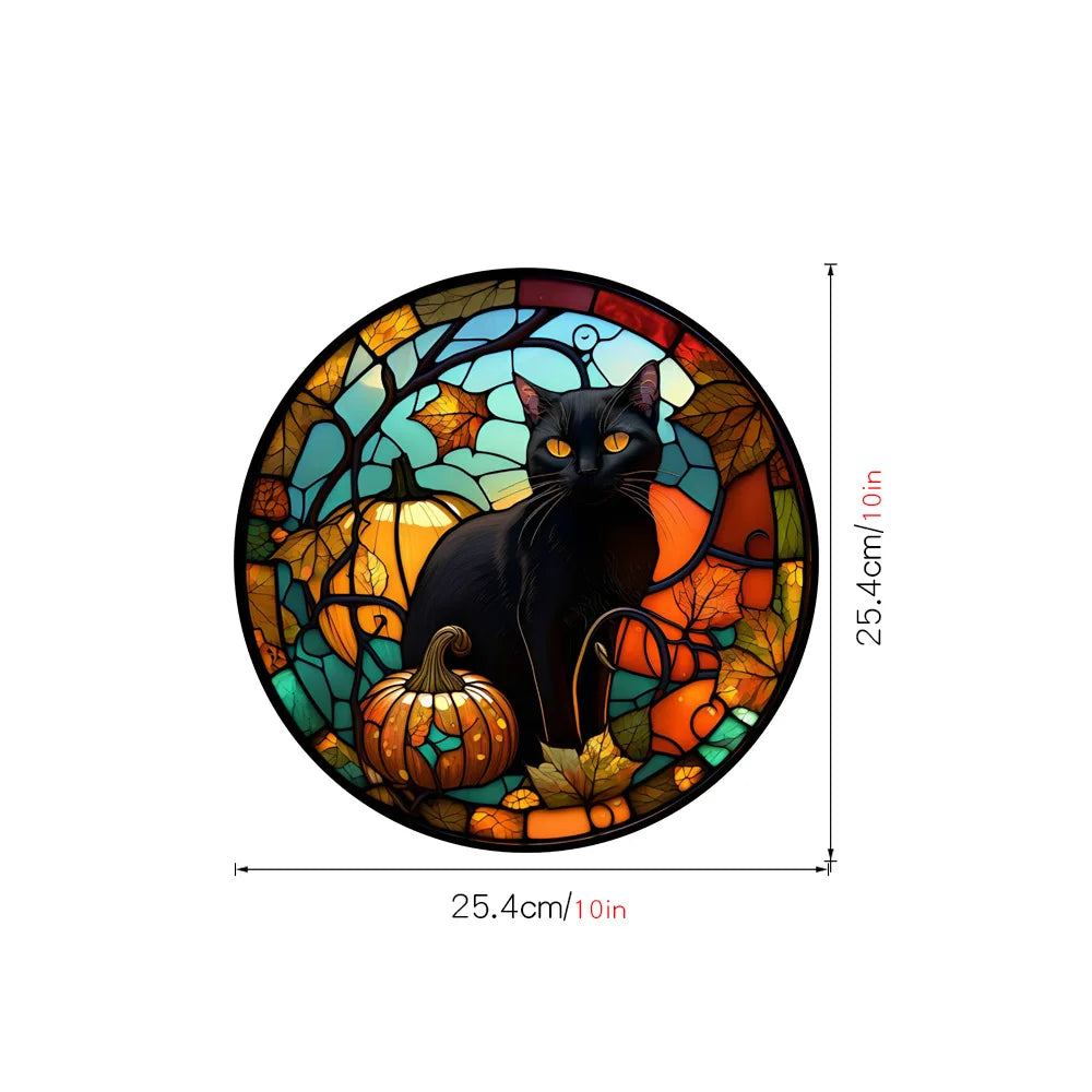 Halloween PVC Static Glass Sticker With Adhesive Free Removable Holiday Party Decoration Horror Castle Cat Static Window sticker