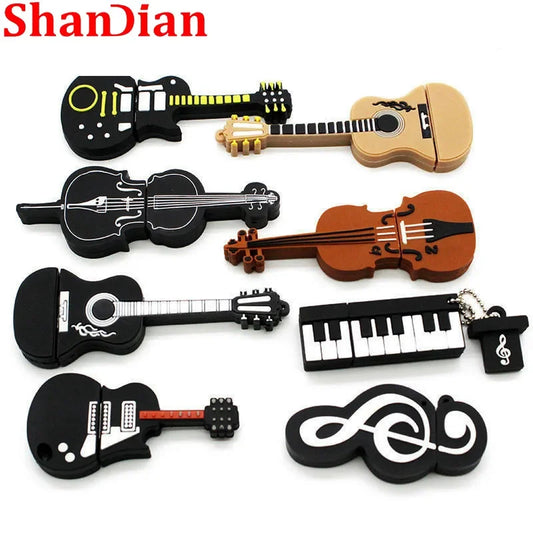 New Cartoon Musical Instrument Mini Pendrive 8GB 16GB 32GB 64GB USB Flash Drive Violin Piano Guitar Beautiful Gift Memory Stick