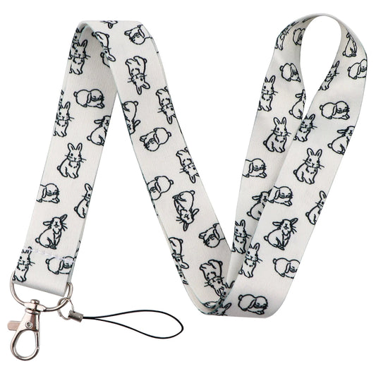 Cute Kawaii Rabbit Cartoon Neck Strap Lanyards for Key ID Card Gym Cell Phone Strap USB Badge Holder Rope Phone Accessories