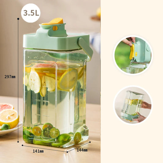 3.5L Refrigerator Water Kettle Large Capacity Cold Water Bottle with Faucet Iced Beverage Dispenser Kitchen Drinkware Juice Cont