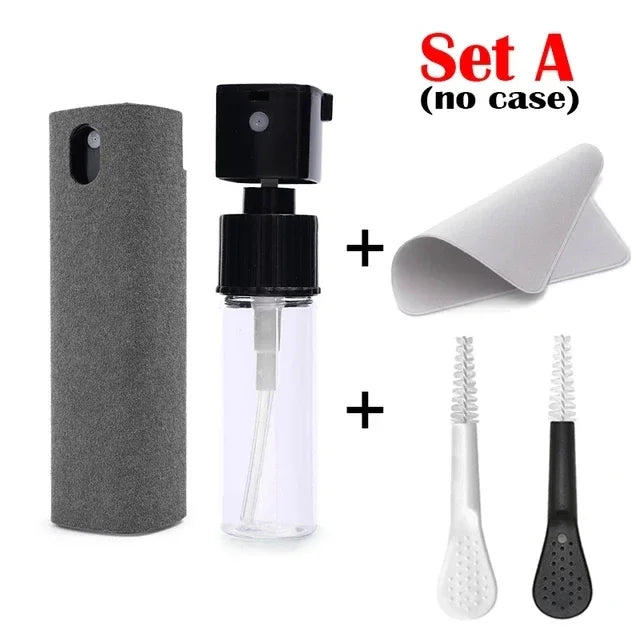 Mini Screen Cleaner Spray Smartphones Soft Microfiber Polishing Cloth Phone PC Cleaner Set Cleaning Brush for Apple iPad iPhone