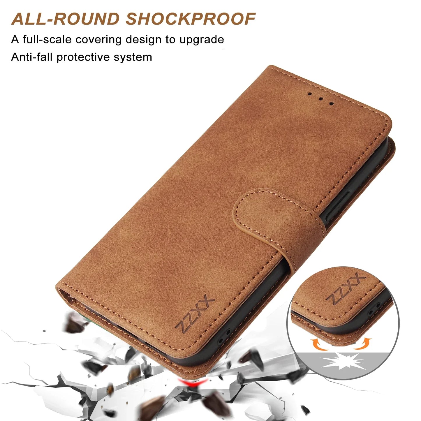 ZZXX Leather Wallet Phone Case For iPhone 15 Pro Max 14 13 Mini 12 11 XS XR X SE 2022 8 7 6 6s Plus Flip Card Slot Holder Cover