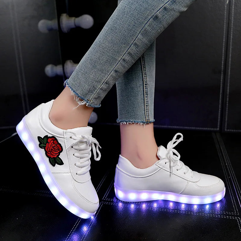 Led Slippers USB illuminated krasovki luminous sneakers glowing kids shoes children with light Sole sneakers for girls&boys