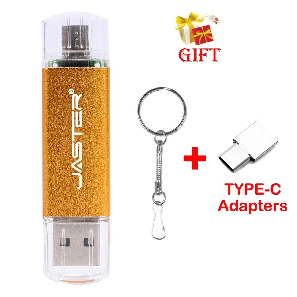 3 In 1 OTG USB Flash Drives 64GB Key Chain Pendrive 8GB U Disk Free TYPE-C Adapters Gifts Pen drive 32GB Black Memory Stick 16GB