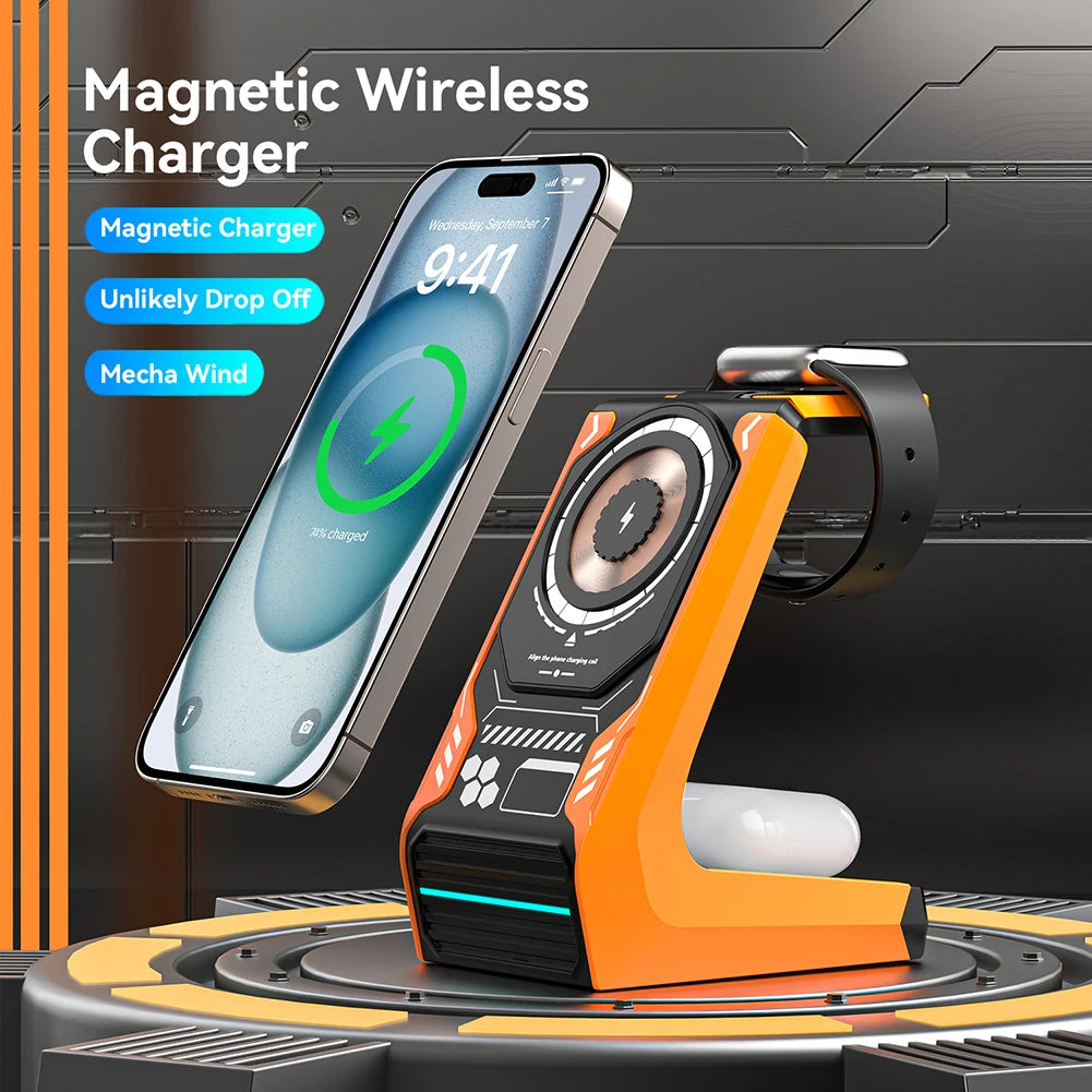 Phone Watch Earphone Magnetic Wireless Charger Heavy Duty Charging Device For Nightstand