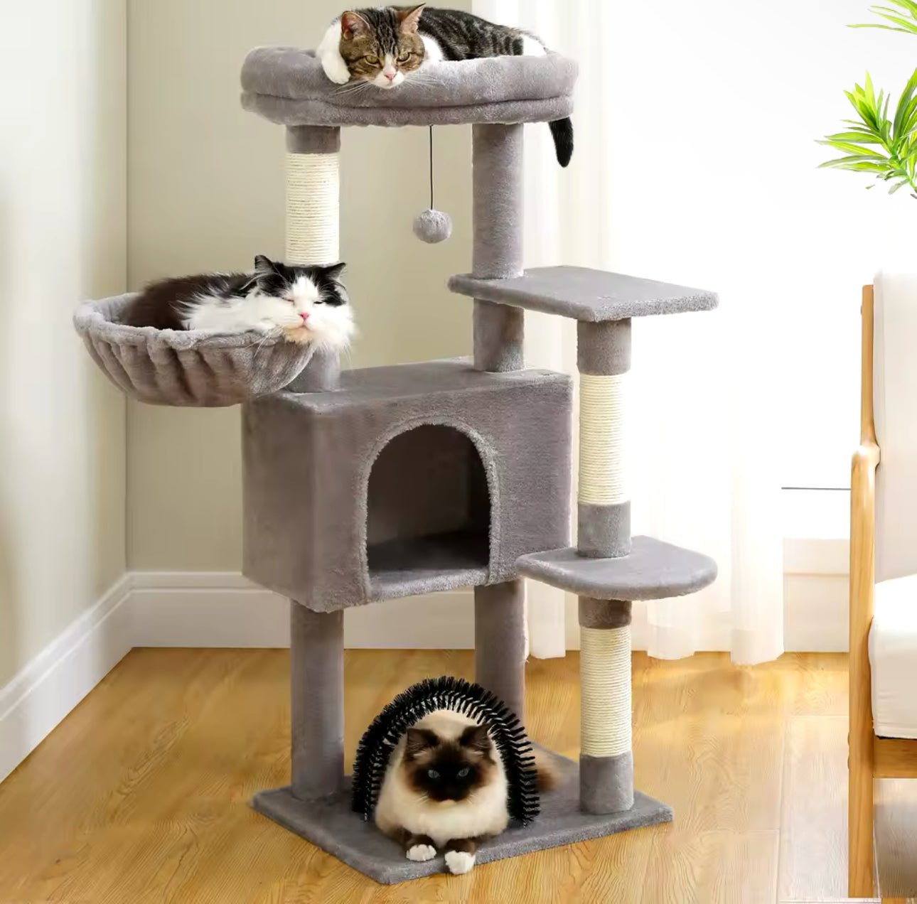 Cat Tree with Toy Cat Tower condo for Indoor Cats Cat House with Padded Plush Perch Cozy Hammock and Sisal Scratching Posts