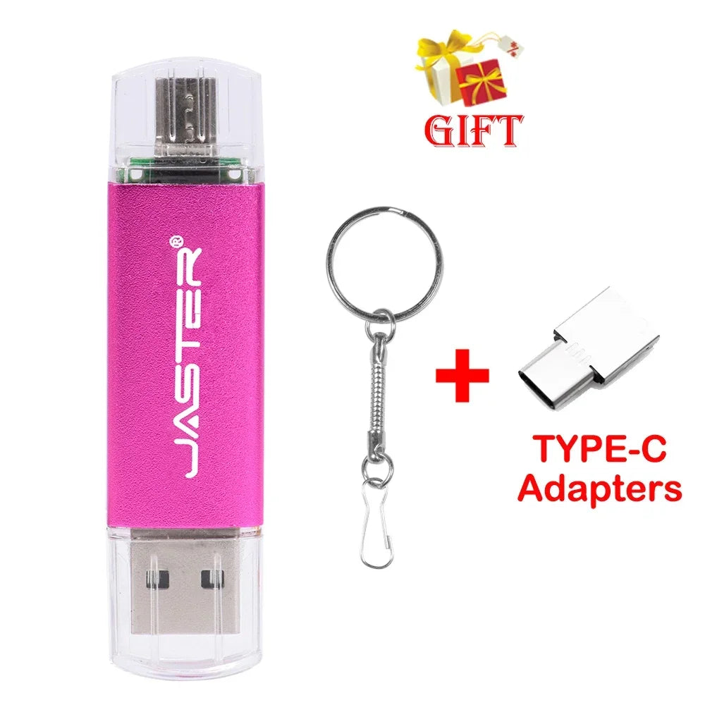 3 In 1 OTG USB Flash Drives 64GB Key Chain Pendrive 8GB U Disk Free TYPE-C Adapters Gifts Pen drive 32GB Black Memory Stick 16GB