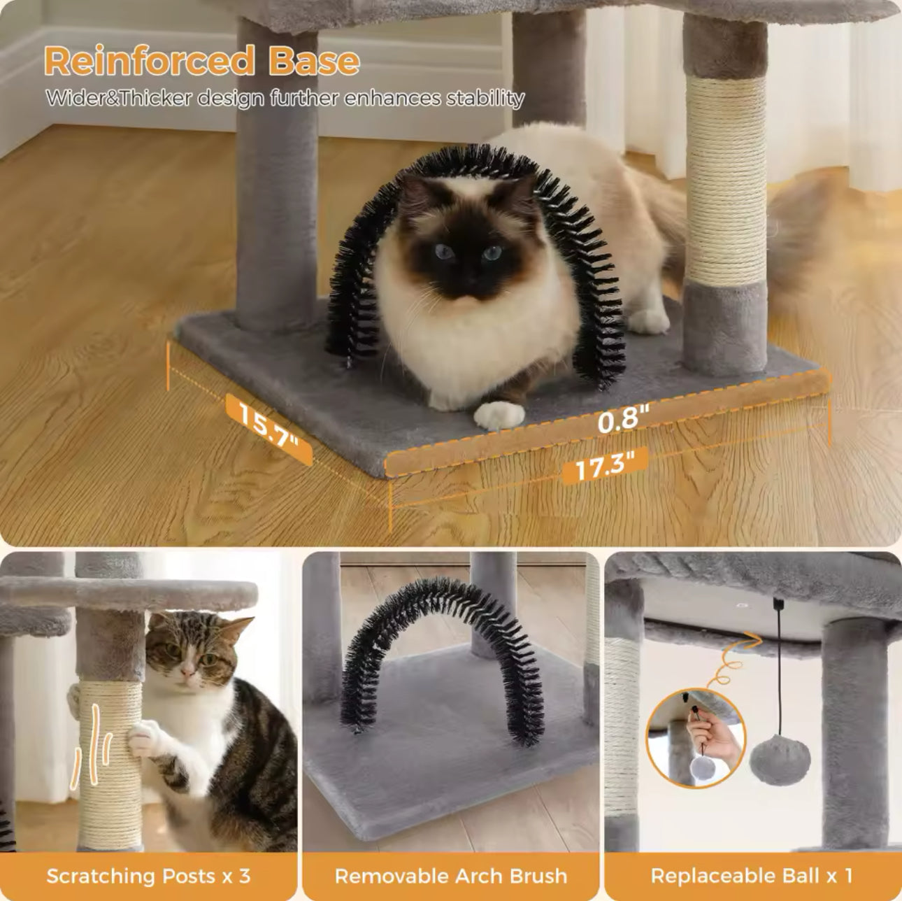 Cat Tree with Toy Cat Tower condo for Indoor Cats Cat House with Padded Plush Perch Cozy Hammock and Sisal Scratching Posts