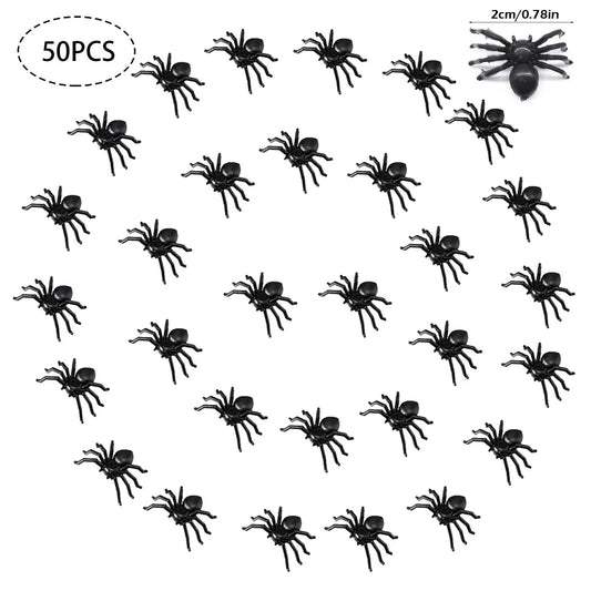 50/100Pcs Halloween Decorative Simulation Spiders Black White Luminous Plastic Fake Spider Toys Funny Joke Prank Realistic Props