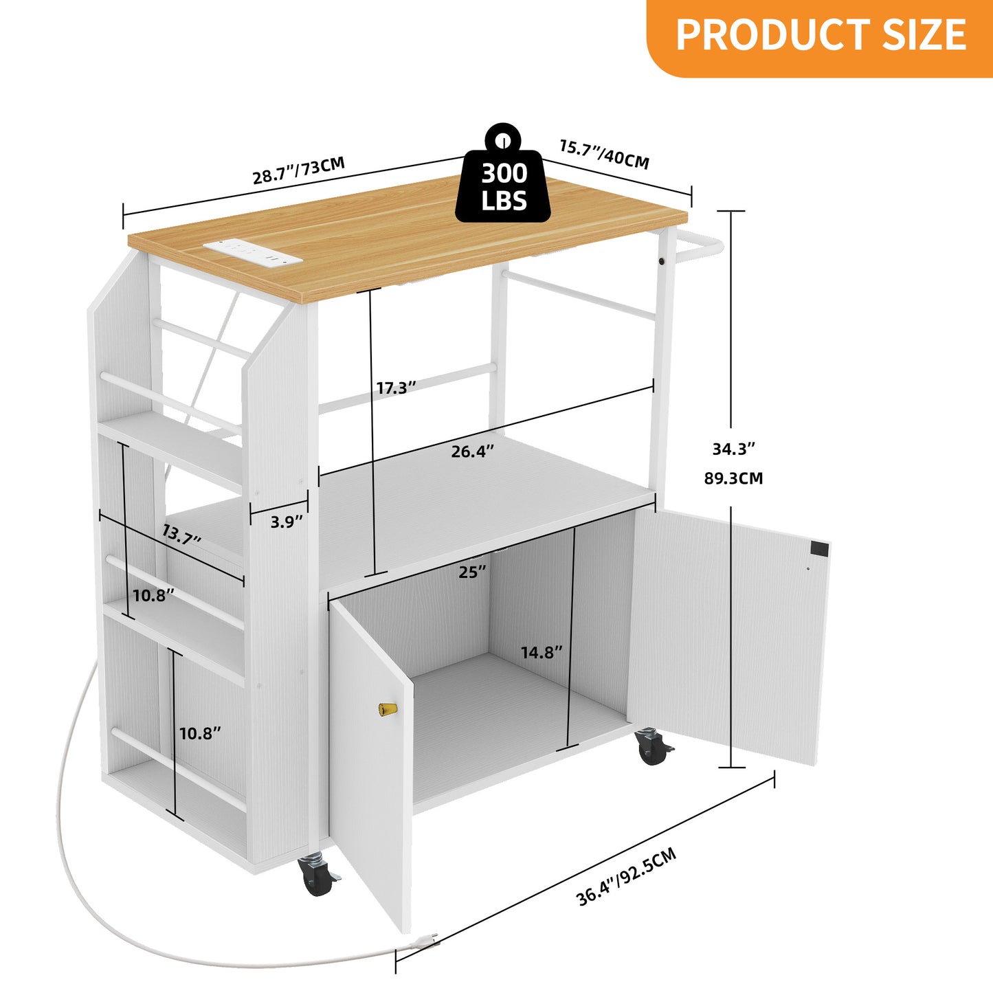 Wood Kitchen Island Trolley Cart | Storage Cabinet with Drawers & Rack - Stylish Utility Solution!