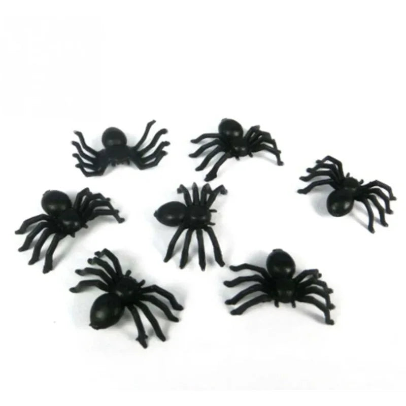 50/100/200pcs Halloween Decorations Mini Plastic Black Luminous Spider Prank Fun Birthday Toy DIY Party Decorative Props 2cm