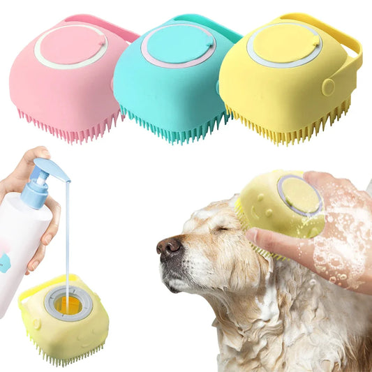 Bathroom Dog Bath Brush Pet Bath and Shampoo Brush Grooming Comb Silicone Dog Hair Grooming Cleaning Comb dog accessories