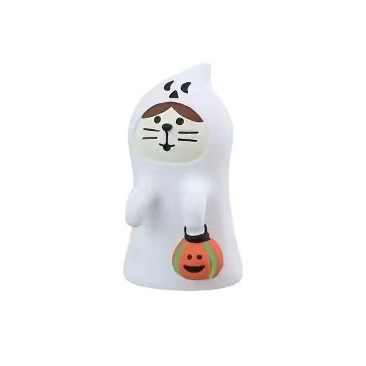 Halloween Pumpkin Japanese Cat Miniature Scene Props Fashion Play Creative Gift ZAKKA Resin Small Decoration