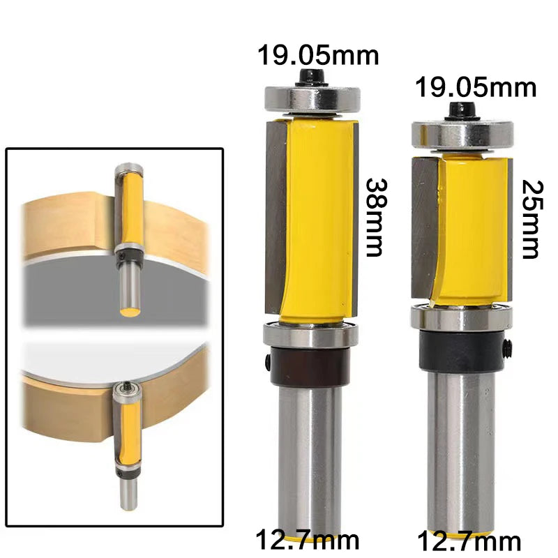 6 8 12MM 1/4′′ 1/2′′ SHANK Flush Trim Router Bit with 4 Blade Woodworking Milling Cutter for Wood BIT Router Bit Set Fresa New