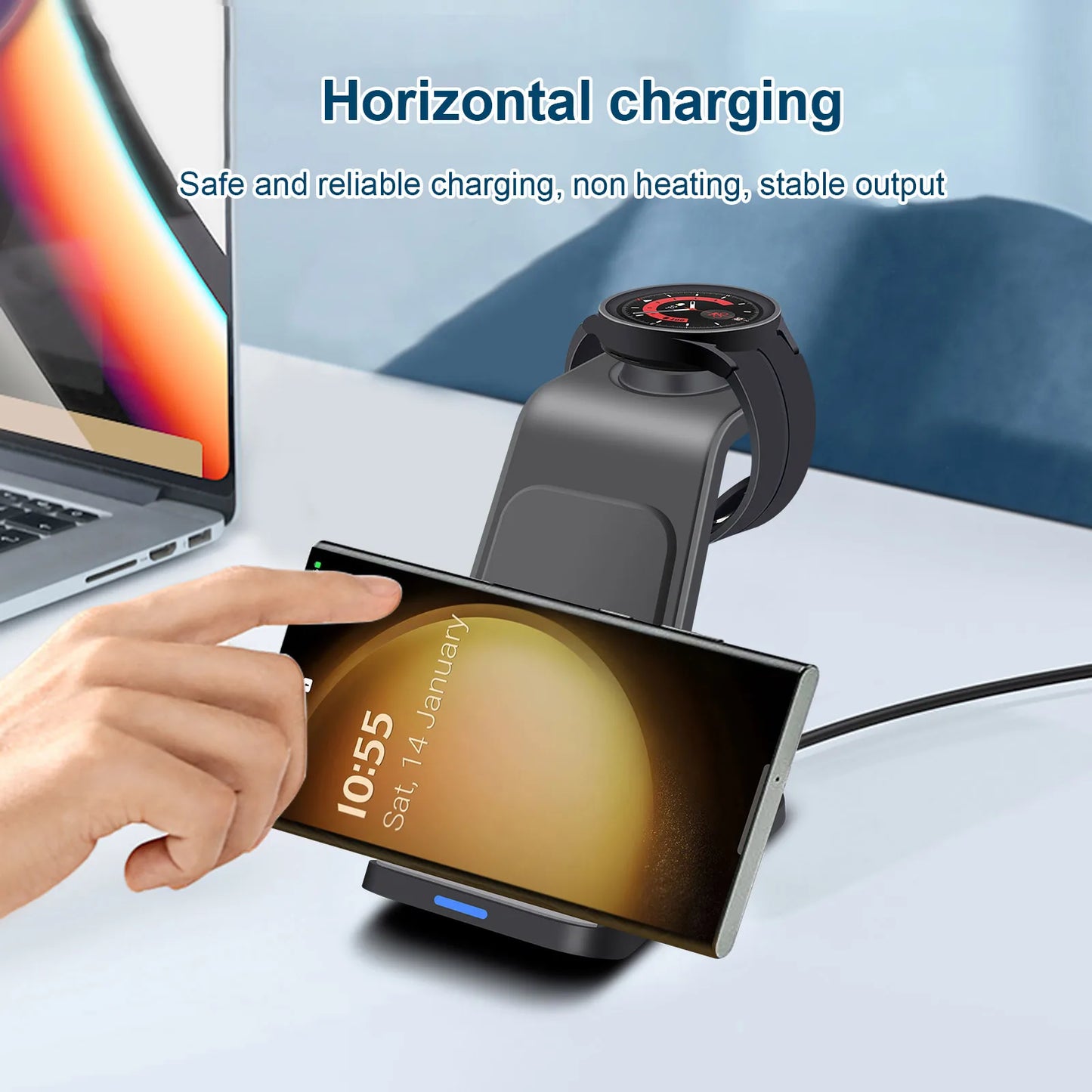 15W 3 in 1 Wireless Charger Stand For Samsung Phones Galaxy  S24 S23  Galaxy watch 6 5 4 Fast Charging Dock Station