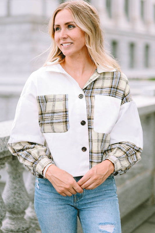 Plaid Collared Neck Button Down Jacket